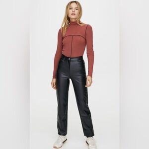 Aritzia Wilfred Melina Straight Leg Faux Leather Pants